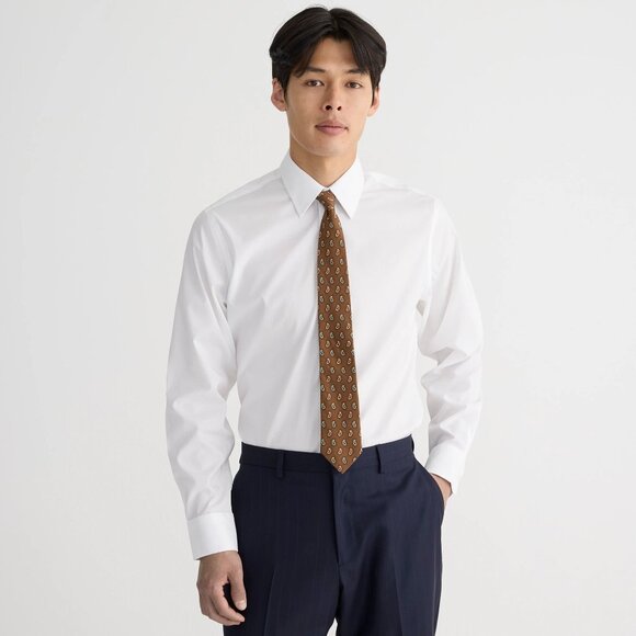 J. Crew Slim Bowery Wrinkle-Free Dress Shirt Men L White Formal Modern Crisp NWT - Picture 1 of 16